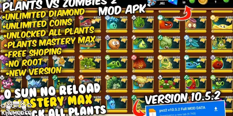 Hack Plants vs Zombies 2 APK mới nhất